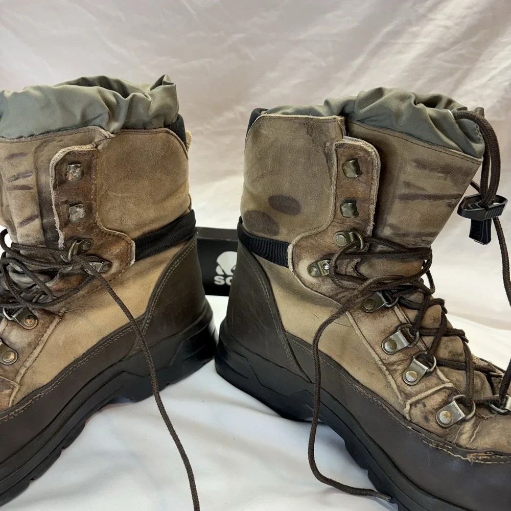 Sorel Conquest Boots Mens 10 M Waterproof Insulated Leather Winter Snow Tan